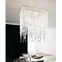 7PM Modern Crystal Chandelier Rectangle Beaded Lampshade Pendant Lighting Chrome Frame Light Fixture for Dining Room Bar