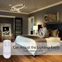 KAI Modern Crystal Chandelier Dimmable with Remote Control Temperature Adjustable Pendant Light with 4320LM Chrome Adjustable Height 2 Rings Flush Mount Ceiling Lighting for Dining Room