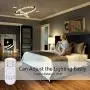 KAI Modern Crystal Chandelier Dimmable with Remote Control Temperature Adjustable Pendant Light with 4320LM Chrome Adjustable Height 2 Rings Flush Mount Ceiling Lighting for Dining Room