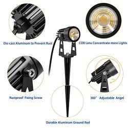 Kohree Upgraded Landscape Lights, 12V Low Voltage Plug in LED Outdoor Spotlight Landscape Lighting Waterproof for Driveway, Yard, Lawn, Swimming Pool,Garden Lights, UL Adapter (Warm White,4 Pack)