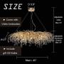 ANTILISHA Modern Crystal Chandelier Rectangle Gold Branch Forest Chandelier Lighting for Dining Room Kitchen Island Large Chandeliers for High Ceilings Long Large Light Fixture 45’’ Gold