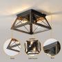 KDG Farmhouse Ceiling Lights, Recessed Corridor Antique Ceiling Lighting, with Square Metal Cage Llight Fixture, Adjustable, Used in Corridors, Restaurants, Bedrooms, Balconies. 2 Lights, Brown