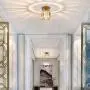 Jaycomey Crystal Ceiling Light,Mini Round Flush Mount Ceiling Light, Entryway Gold Pendant Light for Dining Room,Bedroom,Kitchen