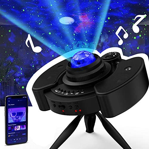 GLOUE Pro Star Projector Night Light Christmas Gift Galaxy Sky Lite with Bluetooth Music Speaker Nightlight Mood for Bedroom, Home Theater, Game Rooms or Party Decoration, Gifts for Kids