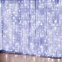 JMEXSUSS 300LED White Valentines Lights Curtain Lights with Remote,8 Modes Curtain String Lights Plug in Fairy Curtain Lights for Bedroom Wall Party Backdrop Valentines (White)