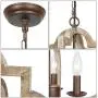 T&A Farmhouse Orb 4 Lights Chandelier, Handmade Wood Brown Light Fixture for Kitchen Island Entryway Foyer Dining Room