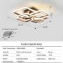 IKK Modern Kitchen Ceiling Light,Dimmable LED Flush Mount Light Fixture with Remote Control,6 Heads Square Geometric LED Lamp for Dining Study Laundry Living Clothing Room, 3000-8000 K/Coffee