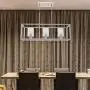 VINLUZ 3 Light Kitchen Island Pendant Lighting in Chrome Finish with Clear Glass Shade Linear Iron Ceiling Ligh Fixture Adjustable Hanging
