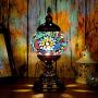 Turkish Moroccan Lamp Marrakech Handmade Mosaic Glass Table Desk Bedside Lamp Night Light for Living Room Bedroom Coffee Table (Green)