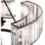 NOXARTE Round Crystal Chandelier Vintage LED Dimmable Hanging Ceiling Light with Adjustable Chain for Dining Room Bedroom Farmhouse Black