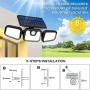 Aokiwo Solar Lights Outdoor, 3 Adjustable Heads, 900LM 6500 Solar Security Motion Sensor Light Outdoor，270° Wide Angle Illumination,IP65 Waterproof for Porch Garden Patio Yard Garage Pathway, 2 Pack