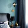 BOKT Glass Globe Wall Lamp Mid Century Wall Sconce Wall Light Fixture Bedroom Lighting Nordic Living Room Background Wall Lamp Mirror Headlights (Smoke Grey)
