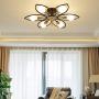 LITFAD Flower Semi Flush Mount Ceiling Light Metal 6 Lights Modern Ceiling Lamp Fixture Living Room Lamp LED Pandent Light in Black for Dinning Room Bedroom Restaurant