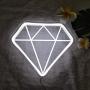 Divatla Unique Diamond White Neon Sign with 3D Art for Wall Decor, Upgrade White Neon Signs for Bedroom Decor, USB Cool Light Neon Sign for Wall décor, Light Dimmable Neon Sign.