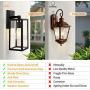 Dusk to Dawn Sensor Outdoor Wall Lights, Exterior Light Fixtures Wall Mount, Anti-Rust Porch Lights, Matte Black Wall Lanterns with Gold Rim, Wall Sconce Garage Lighting, Wall Lamp [Bulb Included]