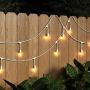 Amazon Basics 24-Foot Commercial Grade Outdoor String Lights with 8 S14 Edison Style 1-Watt LED Bulbs - Soft White & White Cord