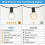 LED Outdoor String Lights 2 Pack 33FT 4000K Daylight White G40 LED Globe String Lights, Waterproof Connectable Hanging String Patio Lights with 50+4 Bulbs for Backyard Bistro Party, Total 66FT