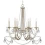 Strand Silver Leaf Chandelier 28'' Wide Beaded Crystal Candle 6-Light Fixture for Dining Room House Foyer Kitchen Island Entryway Bedroom Living Room - Regency Hill