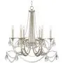 Strand Silver Leaf Chandelier 28'' Wide Beaded Crystal Candle 6-Light Fixture for Dining Room House Foyer Kitchen Island Entryway Bedroom Living Room - Regency Hill