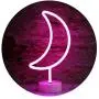 LED Neon Moon Lights, Moon Shape Neon Signs Crescent Night Lights Battery Operated Desk Table Lamp for Bedroom, Bar, Wall Decor-Moon with Holder Base(Pink)