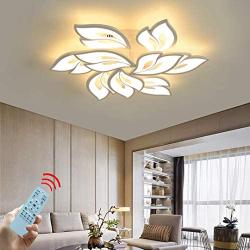 LED Ceiling Light Dimmable with Remote Control Light Color/Brightness Adjustable Acrylic Shade White Lacquered Metal Frame Flower Shape Ceiling lamp Bedroom Dining Room Living Room Lamp (C)