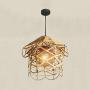 KWOKING Lighting Rustic Weave Wicker Hanging Lamp House Shape Pendant Light Natural Hemp Ball Rattan Chandelier Light Fixture for Hallway Dining Room - Style B
