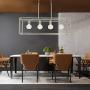 BONLICHT Modern Kitchen Island Chandelier 4 Light Brushed Nickel Open Metal Frame Rectangle Pendant Lighting Fixture Hanging Linear Cage Ceiling Light for Dining Room Farmhouse Foyer Cafe Bar