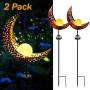 Aikeve Solar Garden Stake Lights,2 Pack Crackle Glass Globe Antique Brass Metal Stake Warm White Moon Lights,Outdoor Waterproof for Lawn Patio Yard Wedding Party Decorations Light