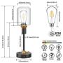 Industrial Table Lamp, Fully Dimmable Nightstand Lamp with 2 USB Charging Ports and AC Outlet, Clear Glass Shade Modern Lamp for Bedroom Living Room, Office, 6W 2700K LED Bulb Included