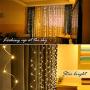 Window Curtain String Light 300 LED 8 Lighting Modes Fairy Lights Remote Control USB Powered Waterproof Lights for Christmas Bedroom Party Wedding Home Garden Wall Decorations (Warm White)