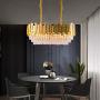 Luxury K9 Crystal Pendant Light,Oval Crystal Chandelier 3 Tiers Raindrop Crystals Flush Mount Ceiling Light Fixture with Adjustable Hanging Chain for Dining Room Living Room,E14 x 10 Lights,Gold