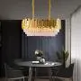 Luxury K9 Crystal Pendant Light,Oval Crystal Chandelier 3 Tiers Raindrop Crystals Flush Mount Ceiling Light Fixture with Adjustable Hanging Chain for Dining Room Living Room,E14 x 10 Lights,Gold