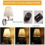 Bedside Wall Mount Light with Dimmable Switch and USB Port, Swing Arm Fabric Shade Wall Sconce Light with Plug in Cord, Wall Lamp Perfect for Bedroom, Living Room and Hotel
