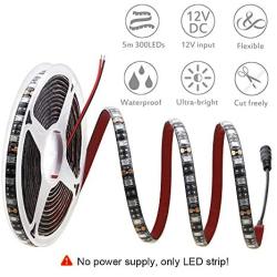 ALITOVE 16.4ft 5050 Blue LED Flexible Strip Ribbon Light Black PCB DC 12V 5M 300 LEDs Waterproof IP65 for Home Garden Commercial Area Lighting, Without Power Supply