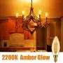 LED Light Bulbs, Emotionlite Dimmable Candelabra Bulbs, E12 Base, Amber Yellowish, Chandelier Light, Ceiling Fan Bulb, 40W Equivalent, 4W, 2200K, 300LM, UL Listed, 6 Pack