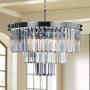 MEELIGHTING Crystal Chrome Chandelier Modern Chandeliers Lighting 8 Lights Pendant Ceiling Light Fixture 3-Tier for Dining Room Living Room Kitchen Island W19.7''