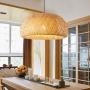 TFCFL Pendant Light Fixtures Rattan Ceiling Wicker Shade Hollow Retro Bamboo Chandelier E27 Farmhouse Hanging Lamp for Dinging Room Living Room, Bedroom, Leisure Venue