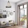 GEPOW Farmhouse Chandeliers, Vintage Rope Round Pendant Chandelier Hanging Light Fixture for Dining Room Foyer, Living Room, Bedroom and Kitchen Island