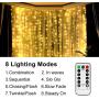 Ollny LED Curtain Lights 300 LED Hanging Lights 9.8Ft9.8Ft Fairy Lights with Remote 8 Modes and USB Plug in String Light for Bedroom Wall Decoration for Girl Children Indoor Outdoor Party Christmas