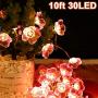 Cherry Blossoms Flower Lights for Girl Bedroom Decorations,10ft 30 LED Waterproof String Lights Indoor Outdoor, Starry Fairy String Lights for Women Home Bedroom Spring Wedding Party Battery Powered