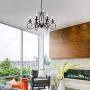 Riomasee Bronze Crystal Chandelier 6 Lights Candle Metal Chandelier Crystal Iron Ceiling Light Fixture for Bedroom,Girls Room,Dining,Living Room