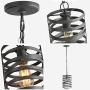 LNC Pendant Lighting for Kitchen Island, Rustic Farmhouse Pendant Light for Dining Room with Dark Silver Painted Finish, W 7'' x H 12''