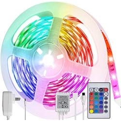 GIREALO LED Strip Lights 16.4ft Color Changing Rope Light with 24 Keys IR Remote 5050 RGB 150 LEDs Room Lights UL Power Adapter for Bedroom Lighting Kitchen Bar TV Home Dorm Decoration