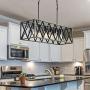 Farmhouse Kitchen Island Pendant Lighting Fixture, Rustic Kitchen Ceiling Hanging Bar Lights, Dining Room Pendant Lighting Marble Finish Rectangle Metal Chandelier(6 Sockets B)