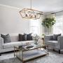KSANA Gold Chandelier, Modern Island Lights for Kitchen, 6-Light Linear Chandeliers for Dining Rooms, 23.5“ Medium Rectangle Metal Light Fixture