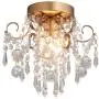 Q&S Mini Chandelier Crystal Ceiling Light ,Small Flush Mount Chandelier,Entryway Bedroom Barthroom Hallway Gold Light Fixture