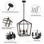Lantern Oak Wrought Iron 4 Lights, Palacelantern Adjustable Height Pendant Light fixtures Ceiling Hanging with Iron Finish, Farmhouse, Foyer and Entryway, Dining Room, Kitchen