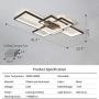 IKK Modern Ceiling Light, Black 3 Rectangular Metal Frame Ceiling Light Fixture, Dimmable Remote Control Flush Mount LED Light, L=41.3 inch for Kitchen, Bedroom, Dress Room, Living Room, Dining Room