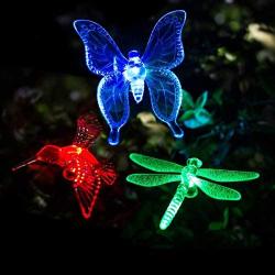 GIGALUMI Solar Garden Stake Lights,3 Pack Solar Garden Lights Outdoor,Multi-Color Changing LED Garden Lights for Christmas,Solar Butterfly Lights Outdoor for Pathway,Garden,Lawn,Patio, Driveway