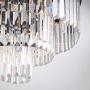 NOXARTE Luxury Round Crystal Chandelier with Clear Glass Fringe 3-Tier Pendant Light for Dining Room Kitchen Island